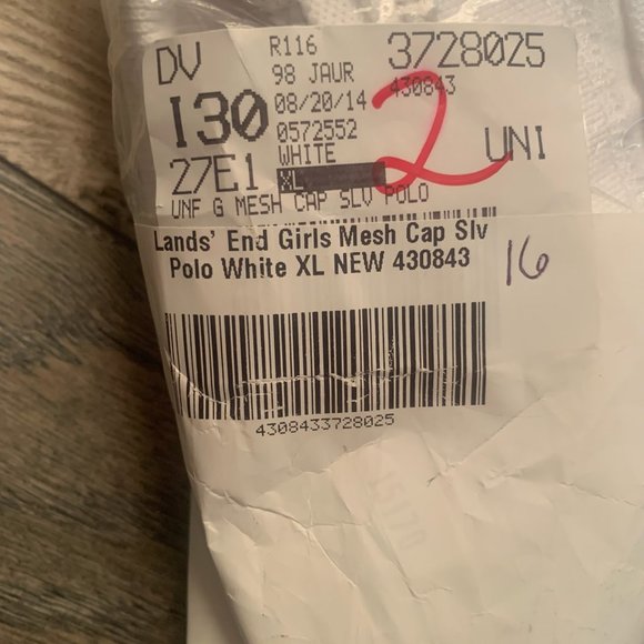 NWT LANDS' END GIRL'S MESH CAP SLEEVE POLO SHIRT WHITE MEDIUM‎ (10-12) - Picture 10 of 11
